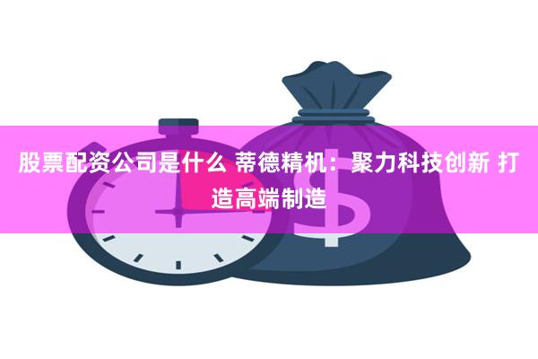 股票配资公司是什么 蒂德精机：聚力科技创新 打造高端制造