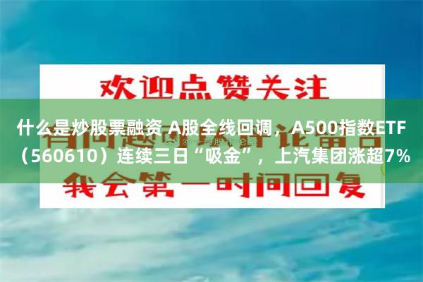 什么是炒股票融资 A股全线回调，A500指数ETF（560610）连续三日“吸金”，上汽集团涨超7%