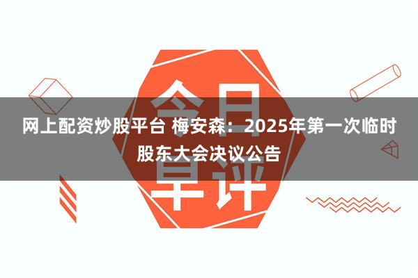 网上配资炒股平台 梅安森：2025年第一次临时股东大会决议公告